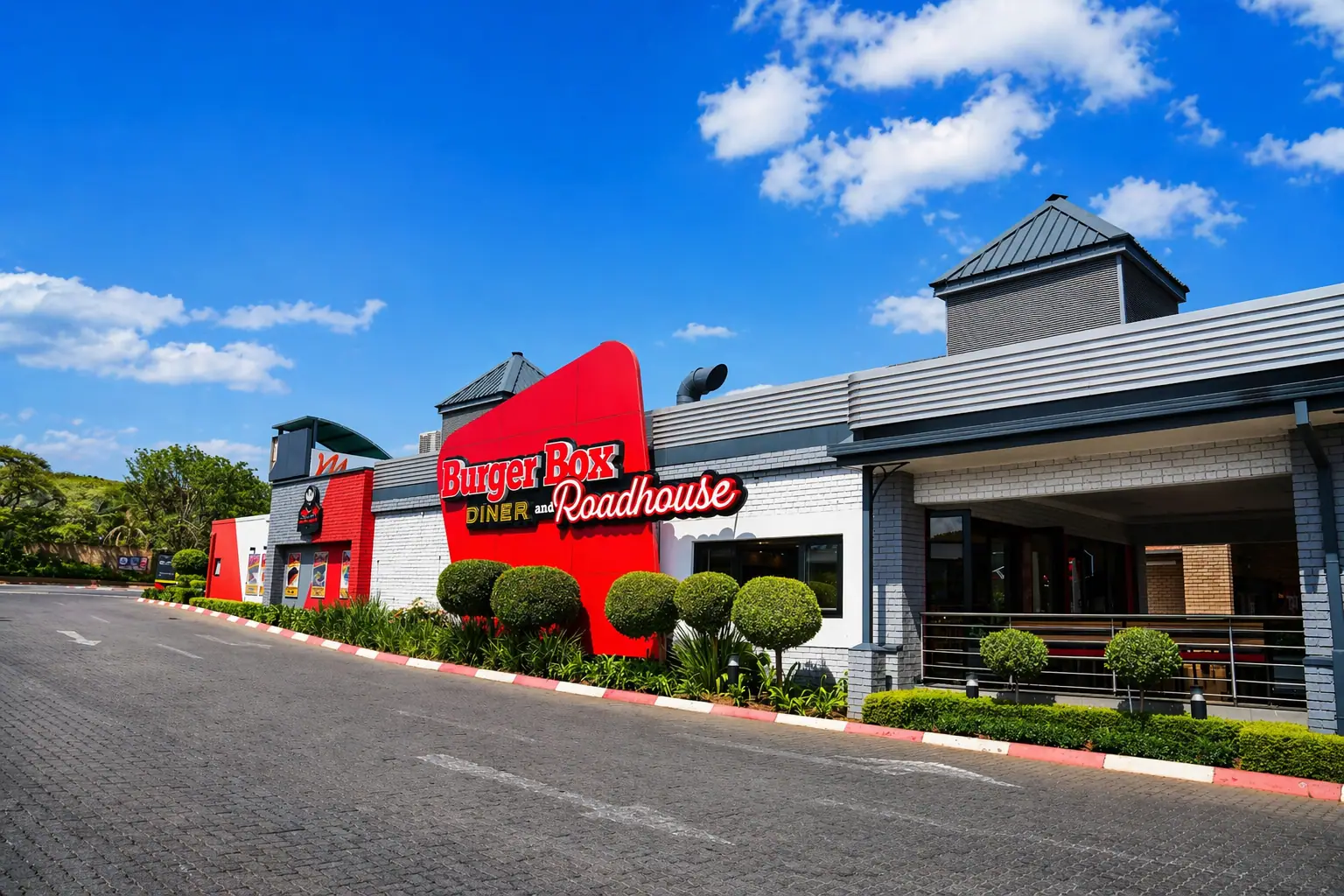 Burger Box Roadhouse and Diner serving burgers, breakfast, pizza and family favourites